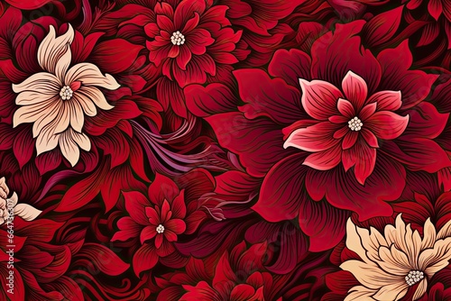 Crimson Color Seamless Textile: Vibrant and Stylish Patterns for a Striking Look, generative AI