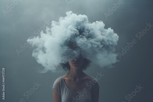person with cloud of smoke