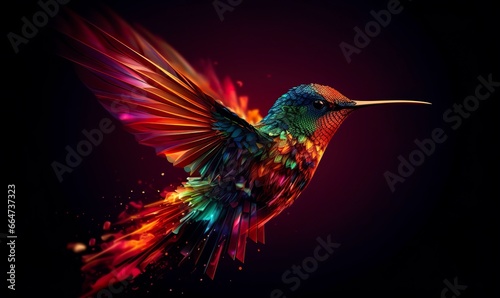 hummingbird logo with multiple colors flying through the air.. © Sajeda