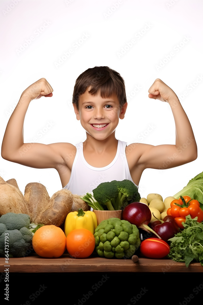 Healthy sporty boy with fruits and vegetables. Healthy sporty boy with fruits and vegetables.
