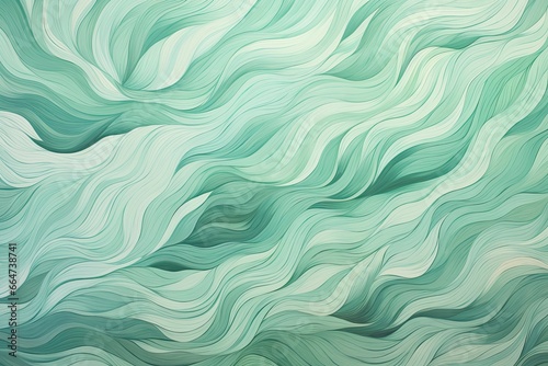 Mint Color Fragment of Artwork on Paper with Wavy Pattern: Vibrant and Serene Masterpiece, generative AI © Michael