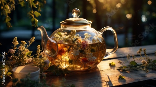 teapot with herbal tea