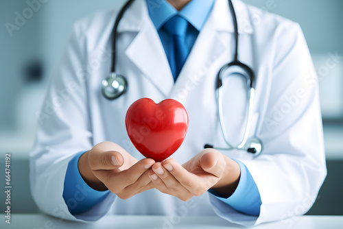 doctor holding heart, health care concept