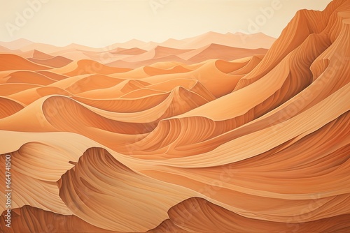 Sand Color Abstract Desert Landscape: Captivating Blend of Tones in a Serene Sand-Washed Artwork, generative AI