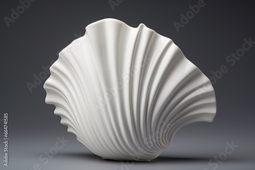Seashell White Color, Smooth Porcelain Texture: Exquisite Coastal Elegance Captured in a Digital Image, generative AI