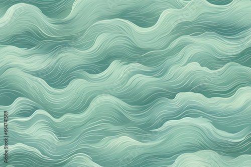 Sea Green Color: Serene Beach Waves Pattern for a Calm and Refreshing Experience, generative AI