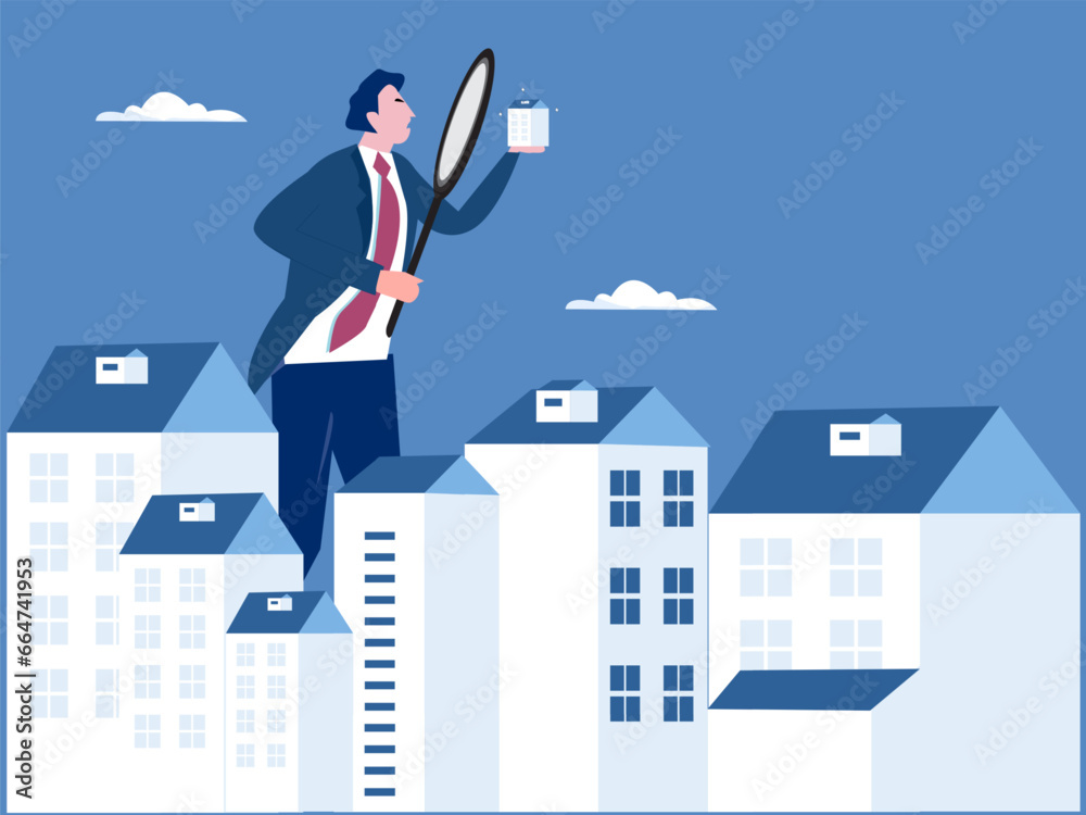 Obraz premium Real estate search or investment concept, vector illustration.