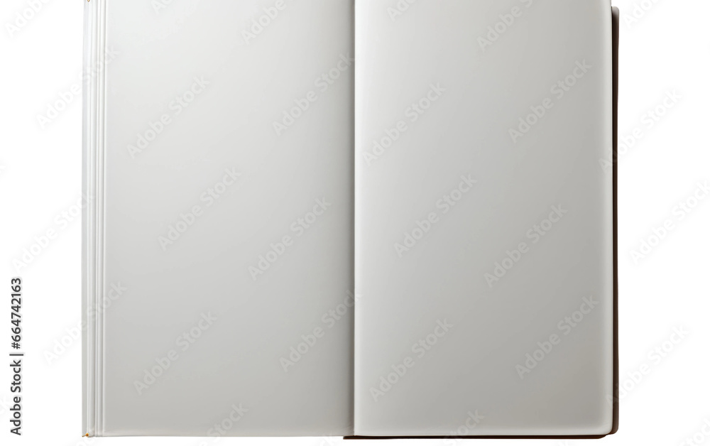 Book With Empty Blank Papers on White or PNG Transparent Background.