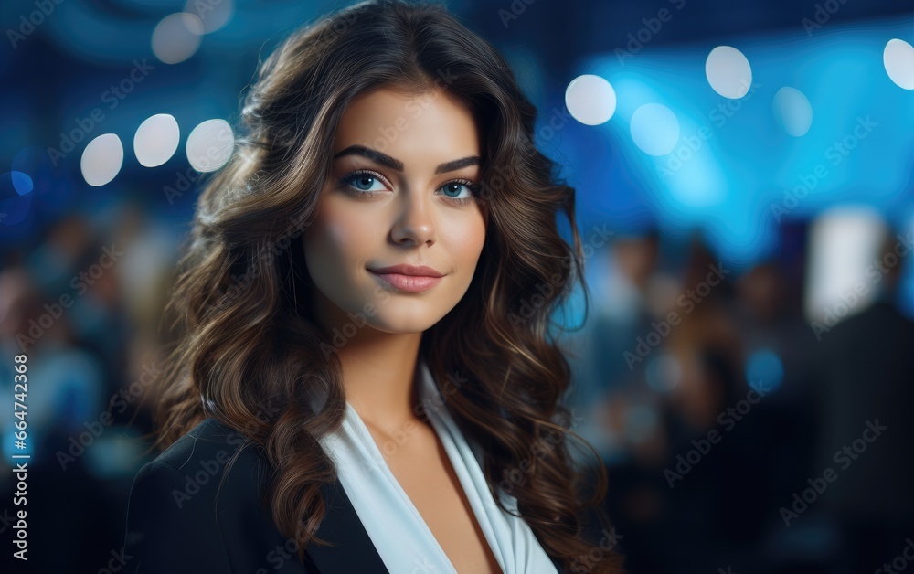 A beautiful woman on a business conference A beautiful woman on a business conference