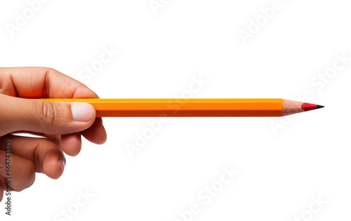 Hand Hold A Color Pencil Realistic Photo on White or PNG Transparent Background.