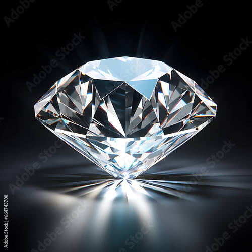 Diamond with reflection on dark background