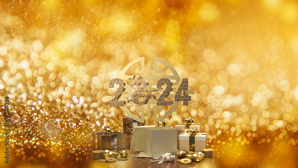2024 The Year of Dragon Chinese new year 3d rendering.