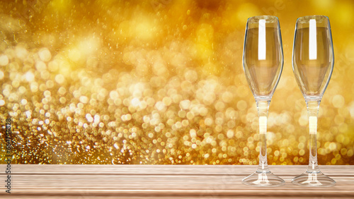 The champagne glass for celebration content 3d rendering