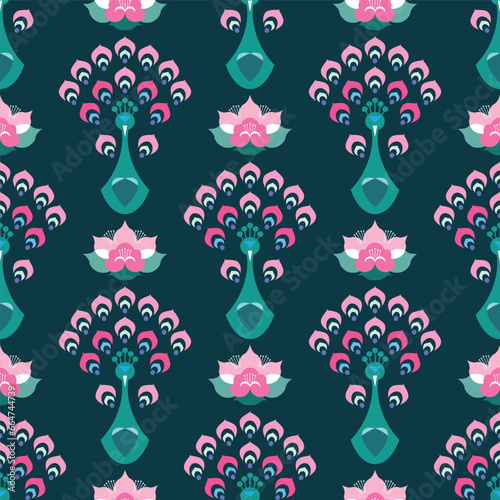 Traditional Indian festival Diwali. Happy Festival of lights Deepavali template design seamless pattern Festive Burning diya graphic design background Vector abstract flat illustration