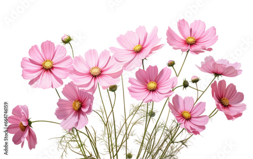 Cosmos Blooms with Transparency on White or PNG Transparent Background.
