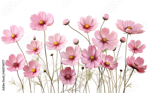 Cosmos Flowers Looks Fresh In Out Door on White or PNG Transparent Background.
