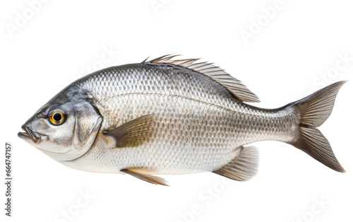 Bream Fish Side Look Close Up on White or PNG Transparent Background.