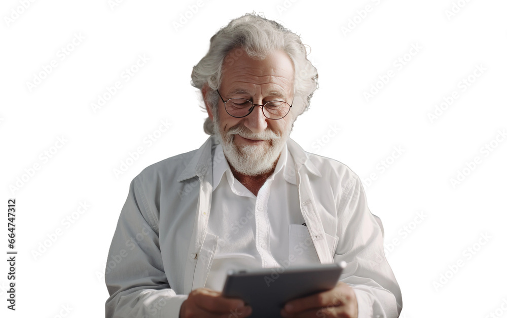 Old Man With White Cloths Looks Serious on White or PNG Transparent Background. Old Man With White Cloths Looks Serious on White or PNG Transparent Background.