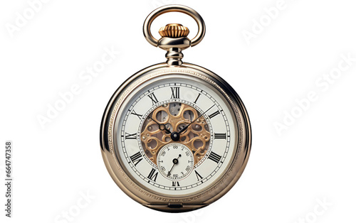 Pocket Watch Old Watch A Timepiece Watch In A Realistic Close Up on White or PNG Transparent Background.