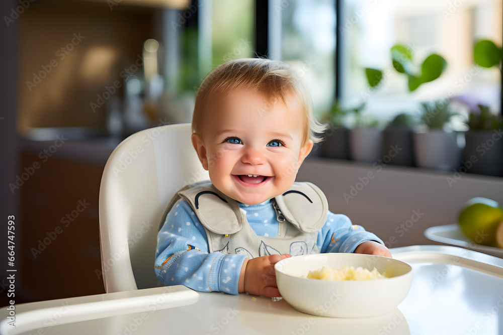 children eating food on the table, smiling, happy children eating food on the table, smiling, happy