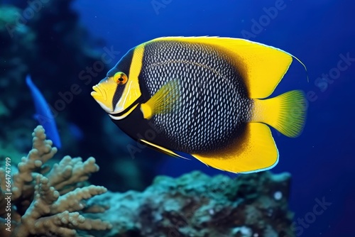 Beautiful angelfish in the ocean. © Md