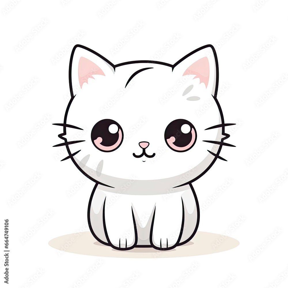 Cute Kawaii cat clipart icon white background. Cute Kawaii cat clipart icon white background.