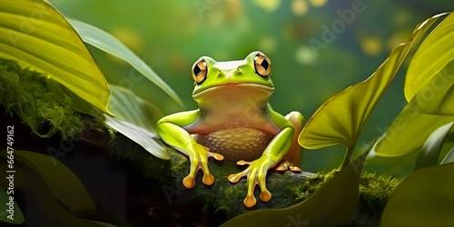 Dumpy Frog On Leaves, Frog, Amphibian, Reptile.