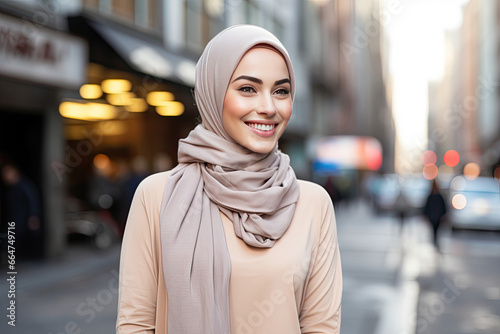 smiling ethnic woman in hijab