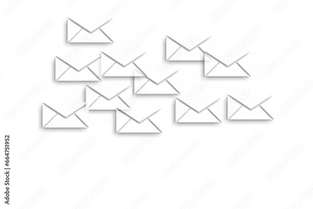 Digital png illustration of many white envelopes on transparent background Digital png illustration of many white envelopes on transparent background