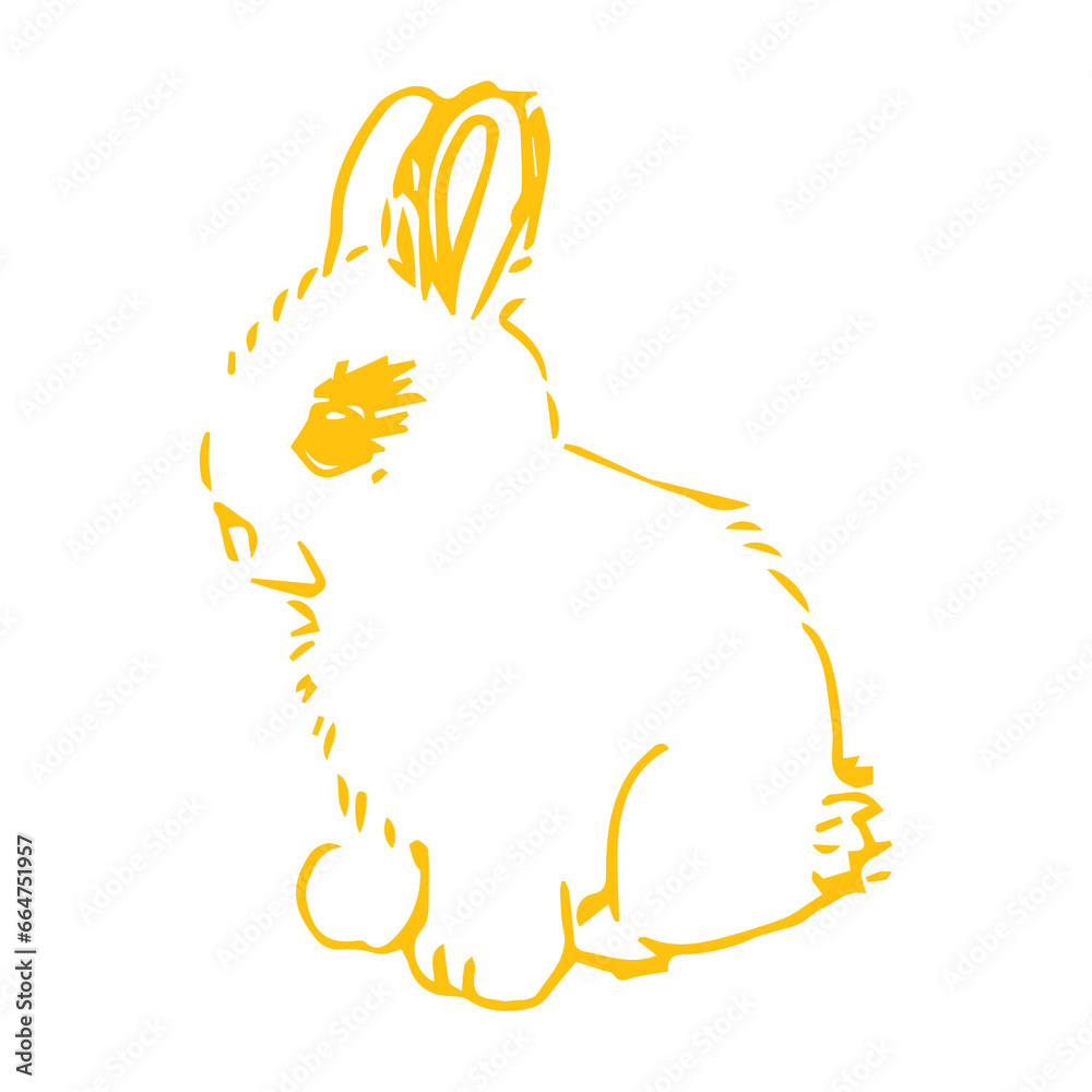 Fototapeta premium Digital png illustration of yellow bunny sitting on transparent background