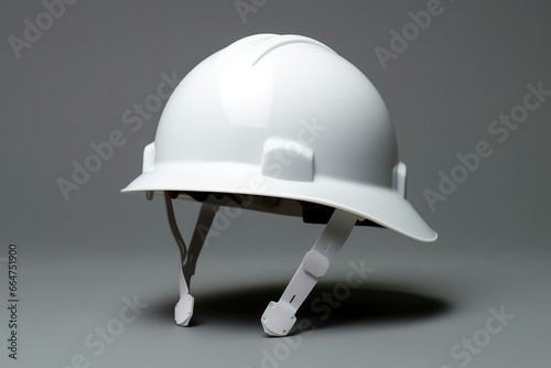 White work helmet for safety and disaster prevention. Generative AI