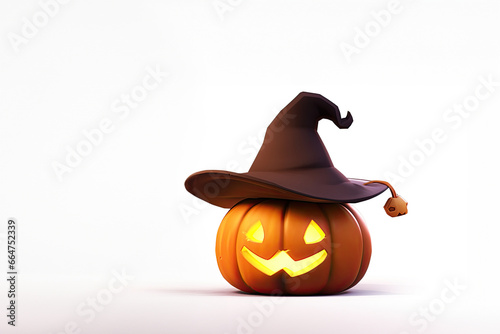 cute scary halloween a pumpkin on isolated white background