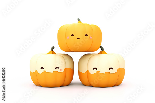 cute scary halloween a pumpkin on isolated white background