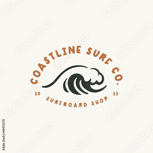 Wave logo design template for surf club, surf shop, surf merch.