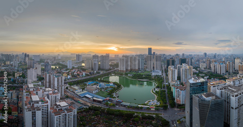 Hanoi skyline cityscape at night in Cau Giay district