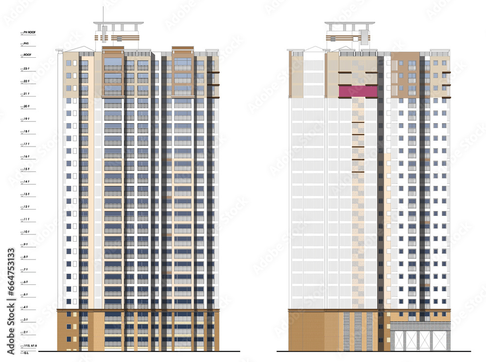 building under construction, Apartment elevation design illustration building under construction, Apartment elevation design illustration