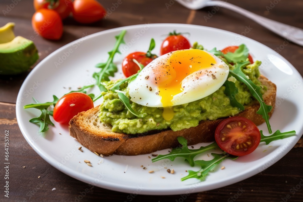 Avocado toast with eggs and roasted tomatoes. Avocado toast with eggs and roasted tomatoes.