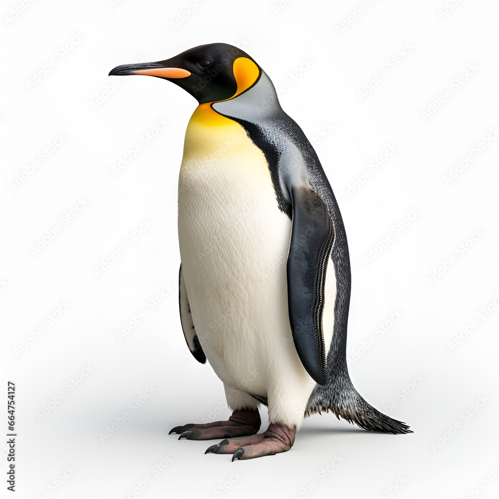 Fototapeta premium Penguin Realistic Style White Background