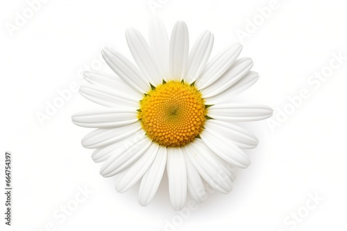 Common daisy isolated on white background.