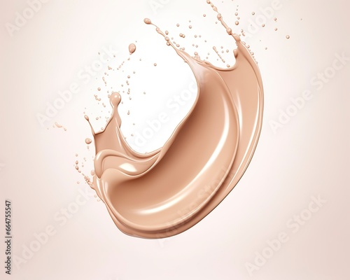 Liquid foundation splash element, fluid cosmetic cream 3d rendering.