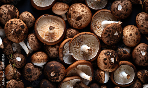 shiitake mushrooms on a black background photo