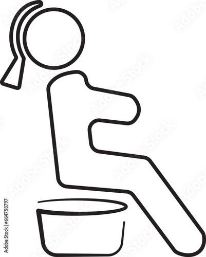 Woman sitting on toilet icon vector illustration. Icon for website design, mobile app.