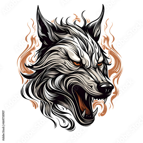 Wallpaper Mural Angry Wolf head tshirt tattoo design dark art illustration isolated on white Torontodigital.ca