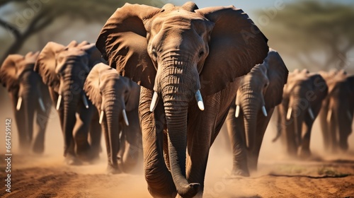 A herd of elephants at field.