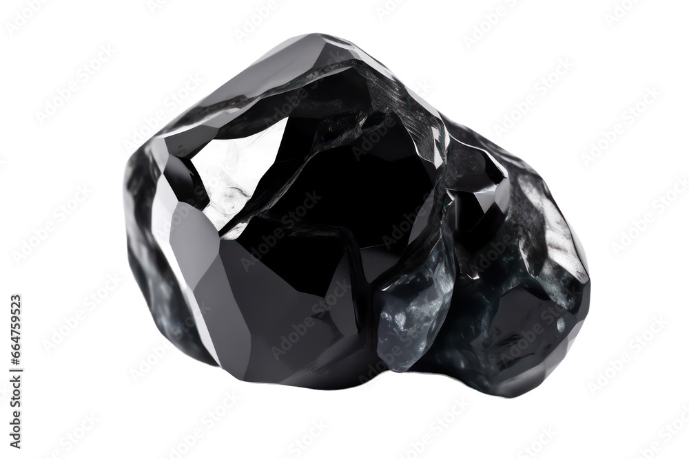 Obsidian stone isolated on transparent background,transparency 