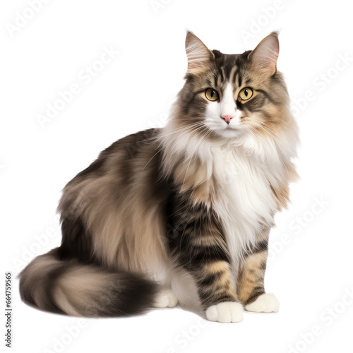 Norwegian Forest cat isolated on transparent background,transparency 