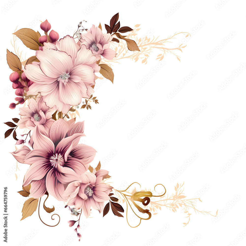 Beautiful floral ornament frame isolated on a white