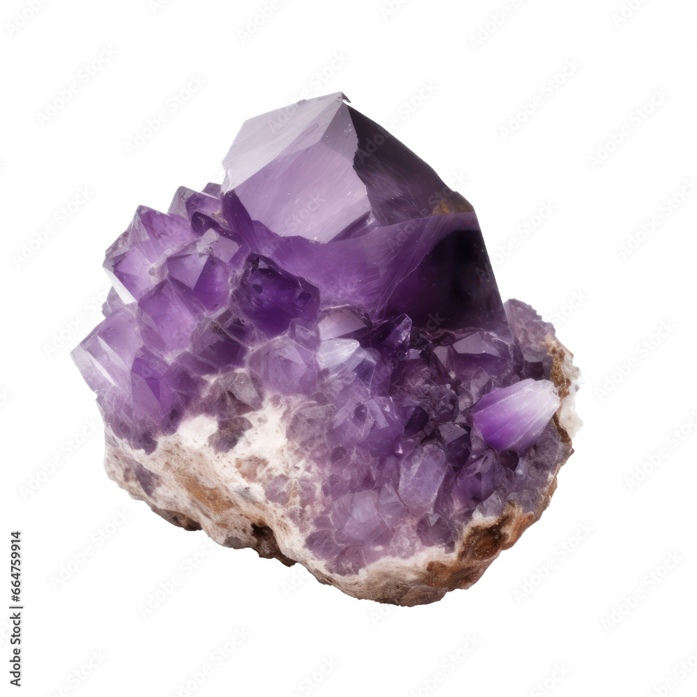Raw Amethyst isolated on transparent background,transparency 