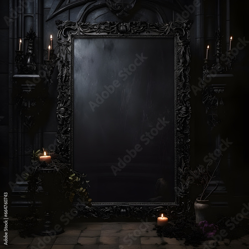 gothic style frame mock up spooky setting and decor dark feel #664760743