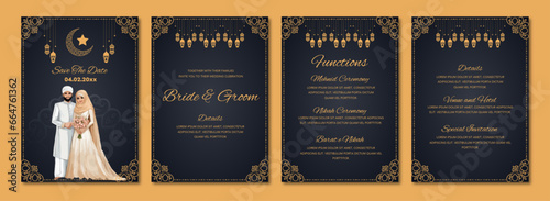 Islamic wedding invitation template  photo